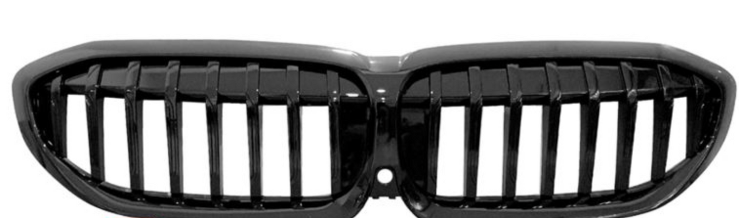 BMW G20 Front Kidney Grilles- Gloss Black, Single Slat