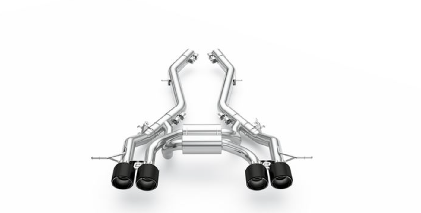 BMW G80 Eisenmann Race Muffler System- Chrome Carbon Tailpipes, 110mm quad-tip