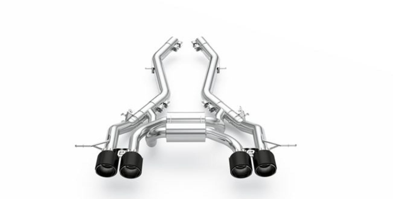 BMW G80 Eisenmann Race Muffler System- Black Chrome Tailpipes, 110mm quad-tip